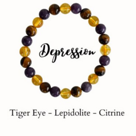 Hope and Healing Bracelet - Tiger Eye-Lepidolite-Citrine Overcome Depression