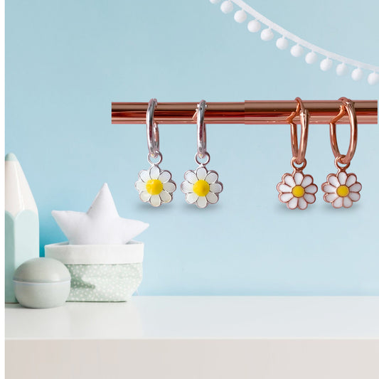 Tiny Daisy hoop earrings Teens huggies earrings | Toddler earrings
