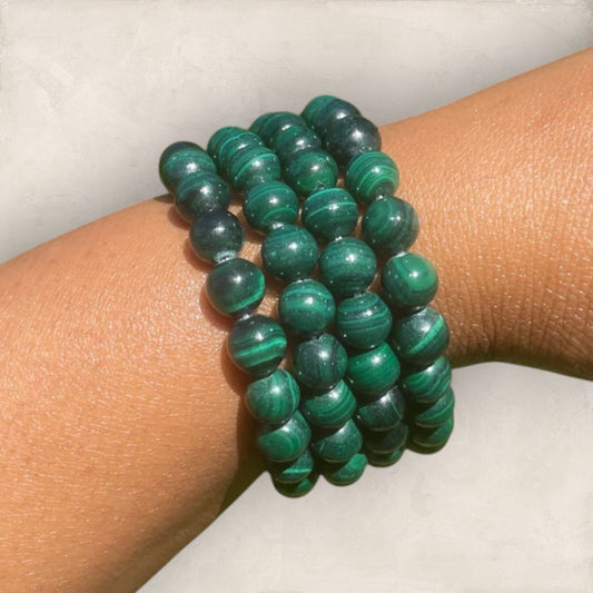 AAA+ Malachite Healing Crystals Stretchy Beads Bracelet - Manifestation