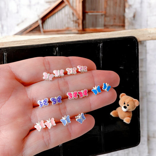 Sterling silver butterfly stud earrings