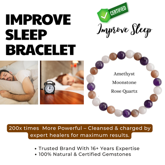 AAA+ Quality Sleep Improvement Bracelet, 100 % Genuine Natural Amethyst-Moon Stone-Rose quartz beads