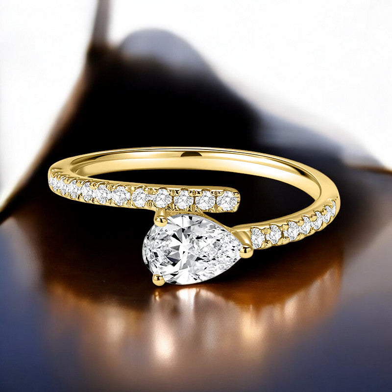 Pear Drop Solitaire Moissanite Engagement Ring – 925 Sterling Silver, Moissanite Wedding Band, Elegant Promise Ring, Anniversary Gift for Her
