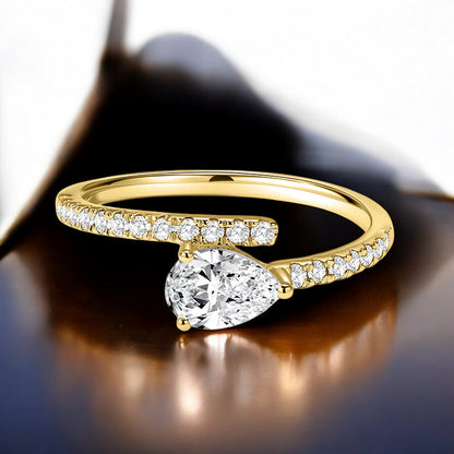 Pear Drop Solitaire Moissanite Engagement Ring – 925 Sterling Silver, Moissanite Wedding Band, Elegant Promise Ring, Anniversary Gift for Her