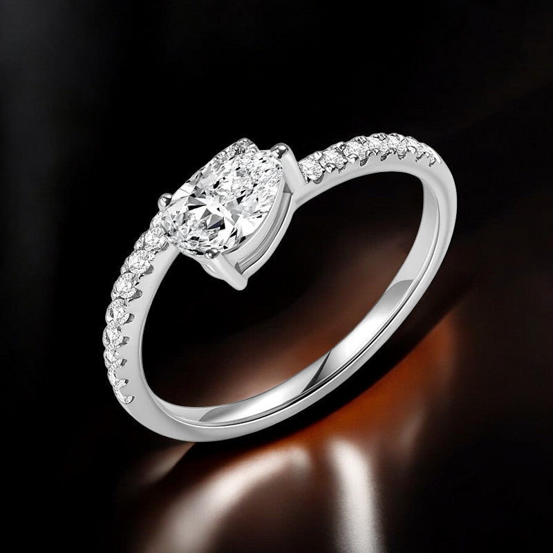 Pear Drop Solitaire Moissanite Engagement Ring – 925 Sterling Silver, Moissanite Wedding Band, Elegant Promise Ring, Anniversary Gift for Her