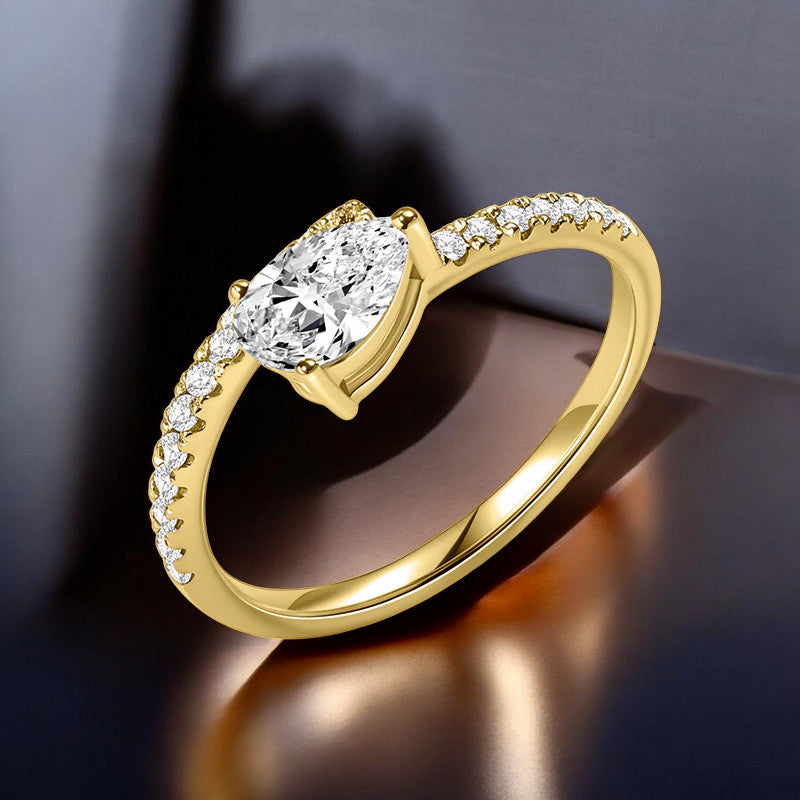 Pear Drop Solitaire Moissanite Engagement Ring – 925 Sterling Silver, Moissanite Wedding Band, Elegant Promise Ring, Anniversary Gift for Her