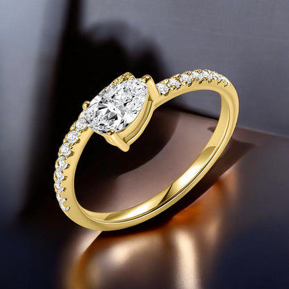Pear Drop Solitaire Moissanite Engagement Ring – 925 Sterling Silver, Moissanite Wedding Band, Elegant Promise Ring, Anniversary Gift for Her