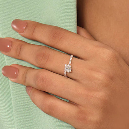 Pear Drop Solitaire Moissanite Engagement Ring – 925 Sterling Silver, Moissanite Wedding Band, Elegant Promise Ring, Anniversary Gift for Her