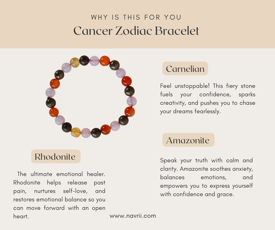 Cancer Zodiac Gemstones Bracelet – Nurture, Balance &amp; Emotional Strength ♋︎