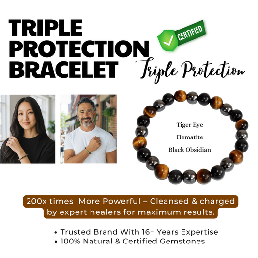 AAA+  Ultimate Quadruple Protection Bracelet, Accident and Negative Energy Protection Bracelet, Good Luck Bracelet, Beaded Bracelet, Unisex Crystal Healing