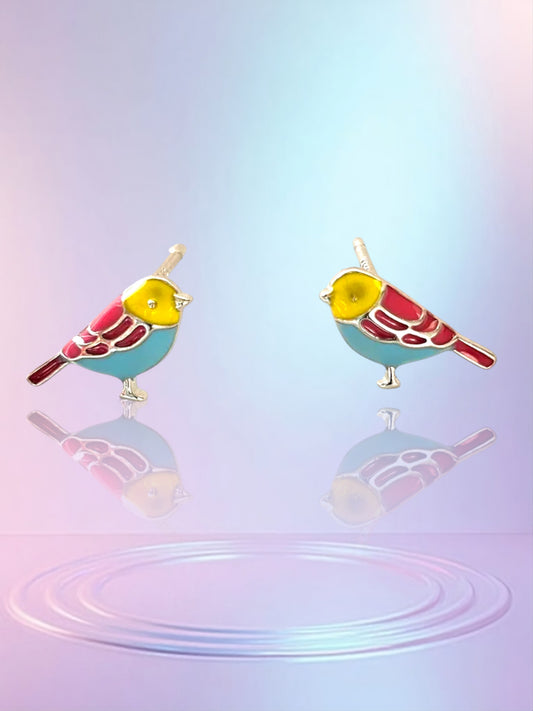 Bird shaped stud earrings, made of 925 sterling silver