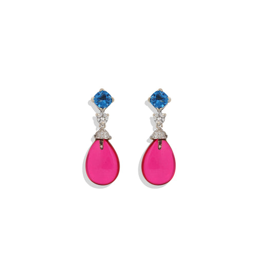 Radiant Lab-Made Gemstone Dangle Drop Earrings