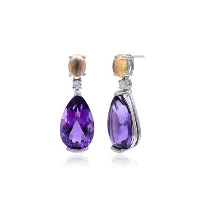 Radiant Lab-Made Gemstone Dangle Drop Earrings
