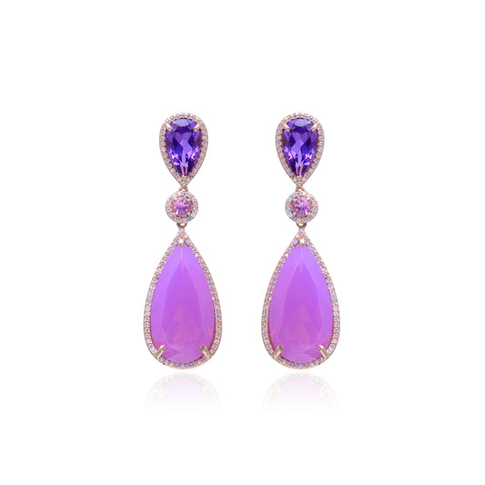 Radiant Lab-Made Gemstone Dangle Drop Earrings