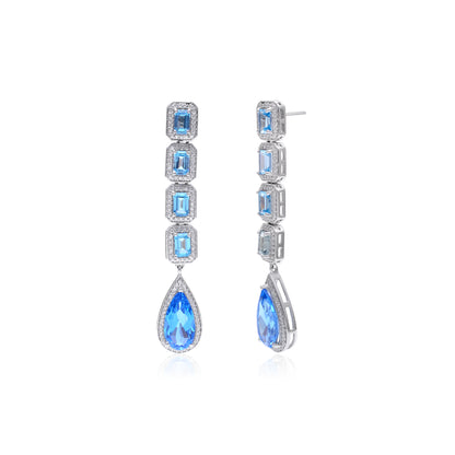 Radiant Lab-Made Gemstone Dangle Drop Earrings