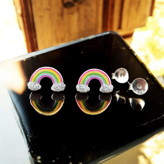 Sterling silver rainbow earrings