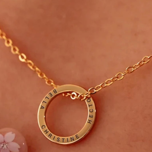 Custom Engraved Silver Circle Name Necklace