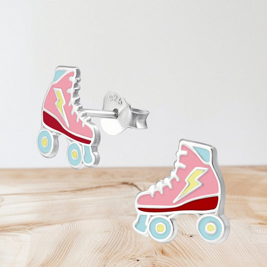 Sterling silver roller skate stud earrings