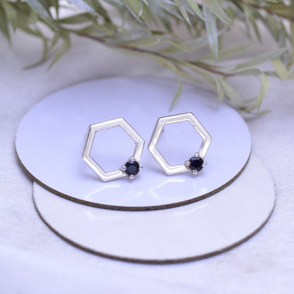 Natural Black Spinel Stud Earrings