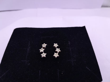 925 Sterling Silver Natural Lemon Quartz Three Star Stud Earrings