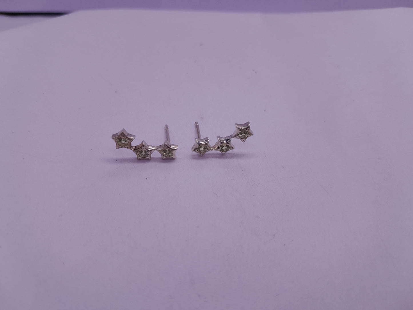 925 Sterling Silver Natural Lemon Quartz Three Star Stud Earrings