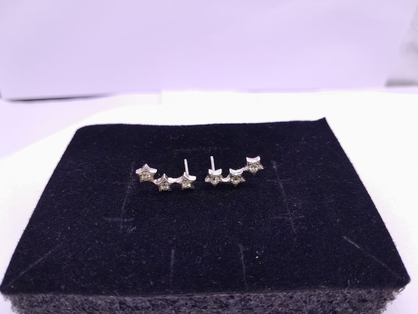 925 Sterling Silver Natural Lemon Quartz Three Star Stud Earrings