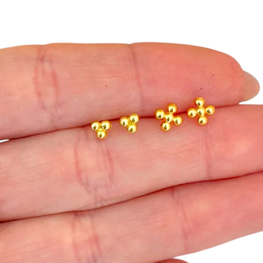 Tiny three ball stud earrings