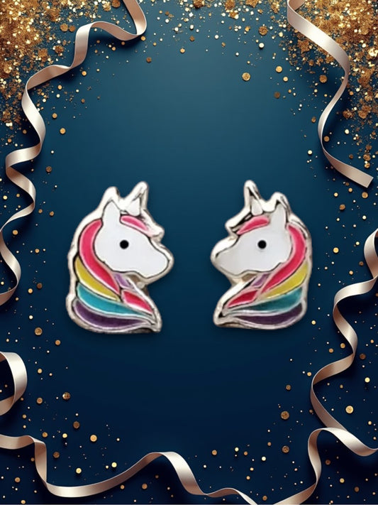 925 Sterling Silver Unicorn Earrings – Magical Studs for Kids & Teens