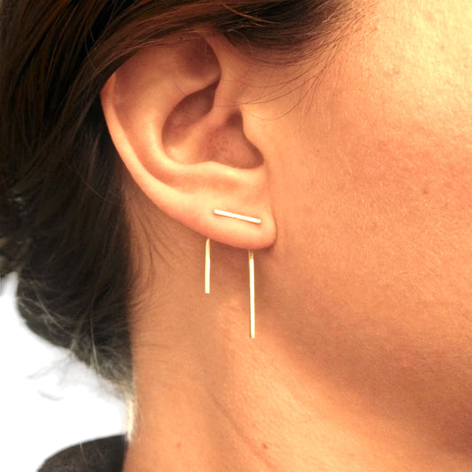 Staple Line Ear Jacket stud double sided earring front back