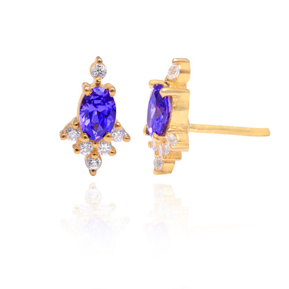 Labmade Purple Sapphire Stud Earring In Sterling Silver
