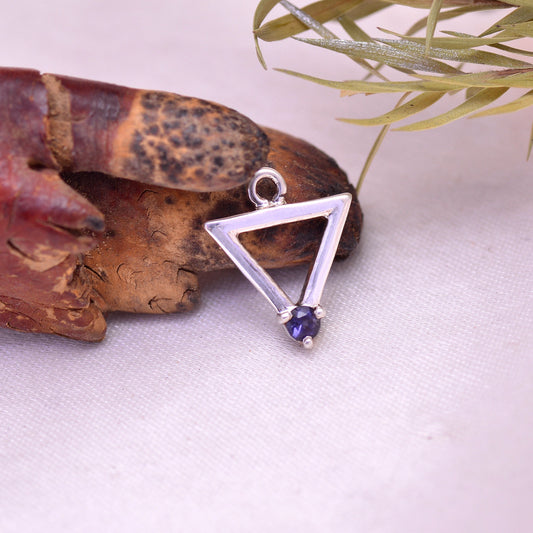 Natural Iolite Halo Charm Gemstone Pendant