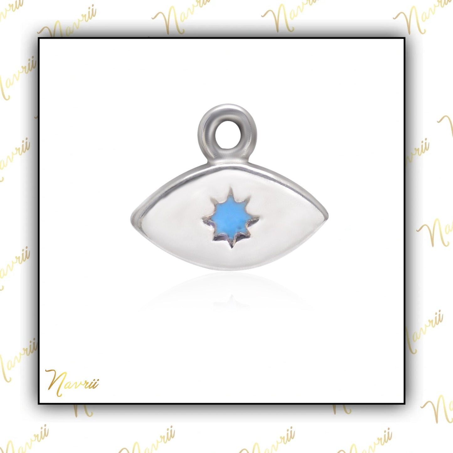 925 Sterling Silver Enamel Evil Eye Pendant