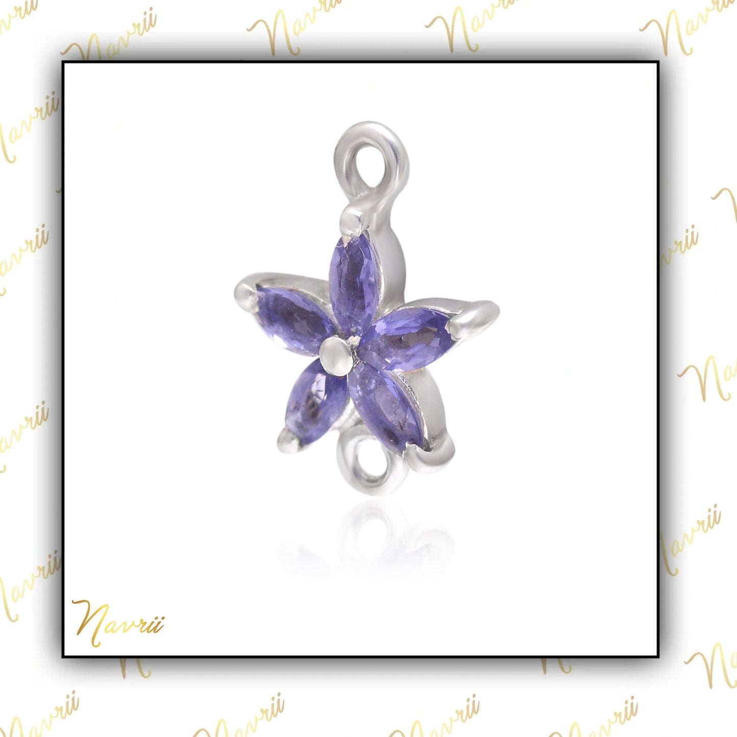 Iolite Flower Pendant Necklace