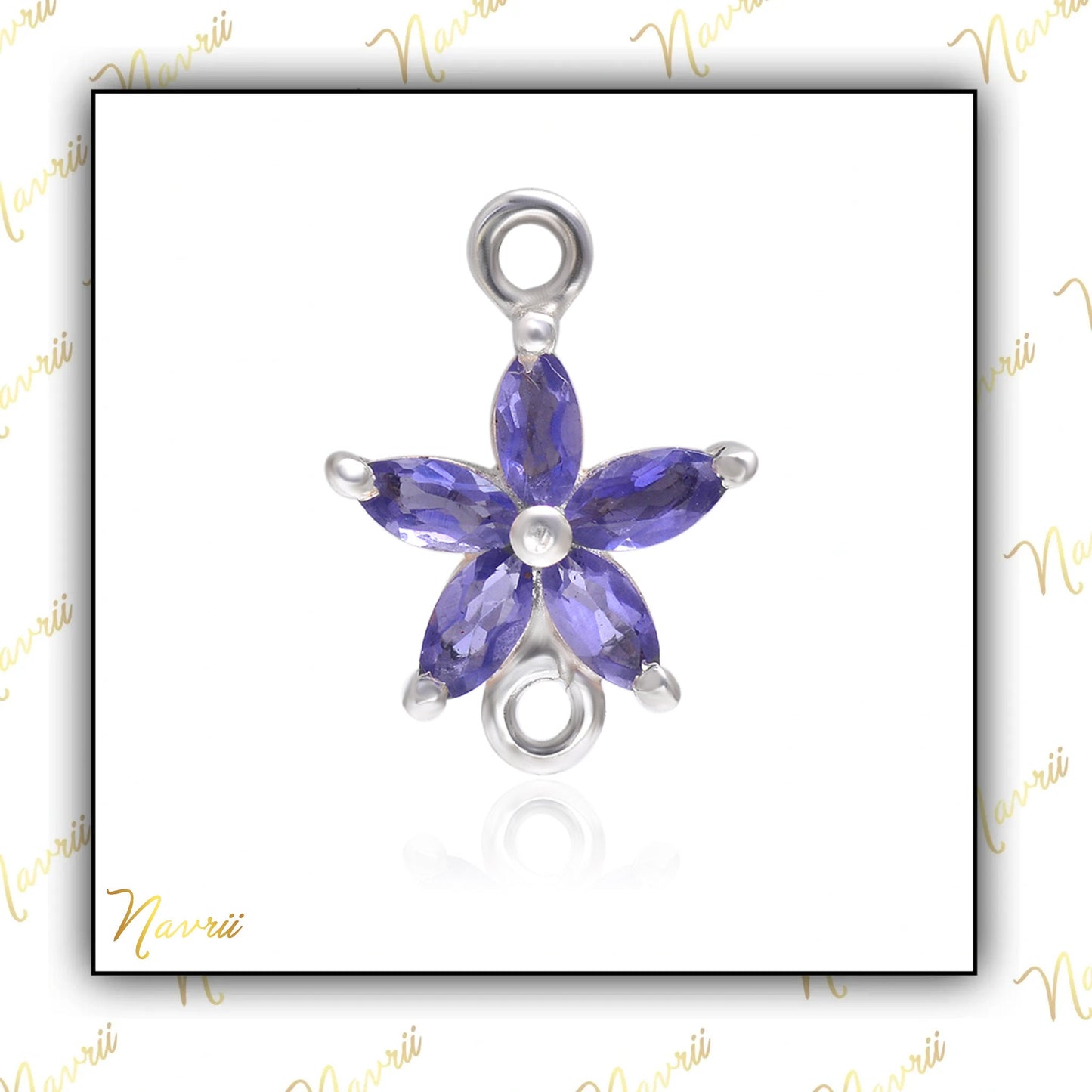 Iolite Flower Pendant Necklace