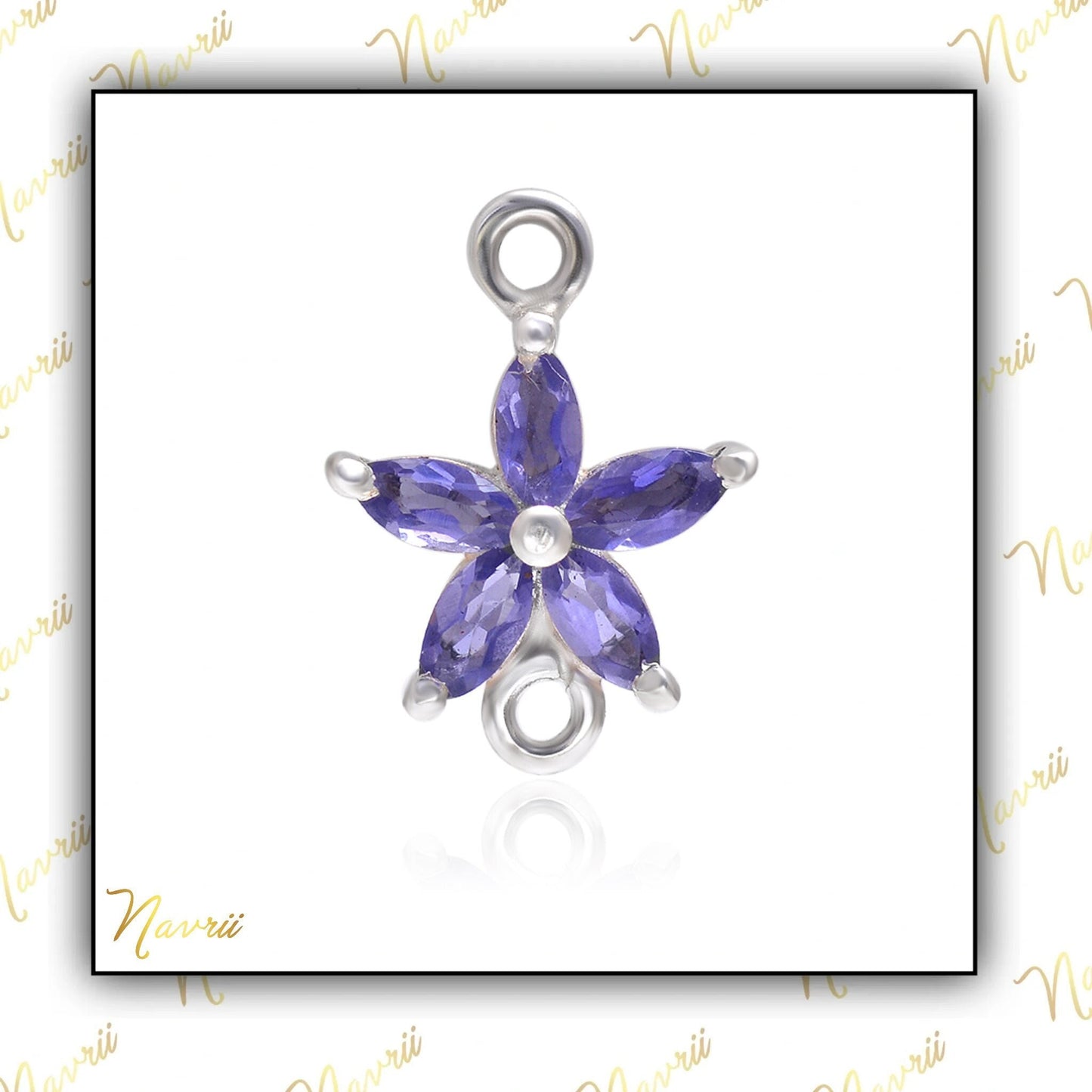 Iolite Flower Pendant Necklace