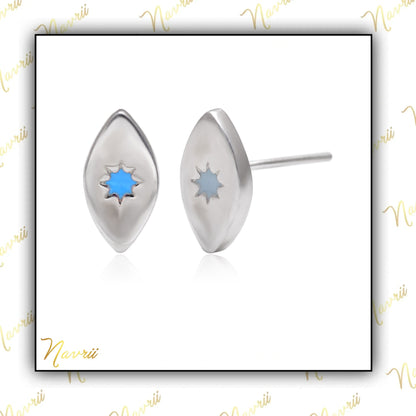 925 Sterling Silver Enamel Evil Eye Tiny Stud Earrings
