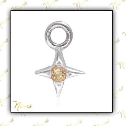 925 Sterling Silver Natural Citrine Charm Pendant