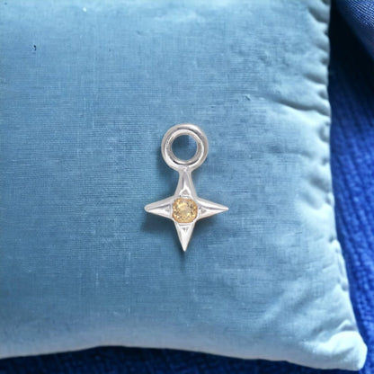 925 Sterling Silver Natural Citrine Charm Pendant