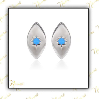 925 Sterling Silver Enamel Evil Eye Tiny Stud Earrings