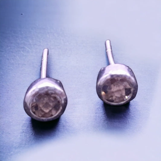 925 Sterling Silver Natural Smokey Quartz Stud Earrings