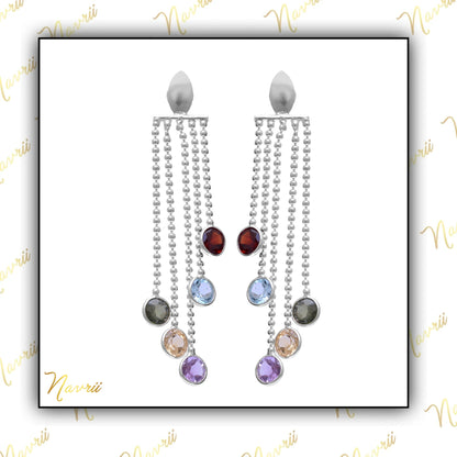 Natural Multi Tourmaline Dangling Earring