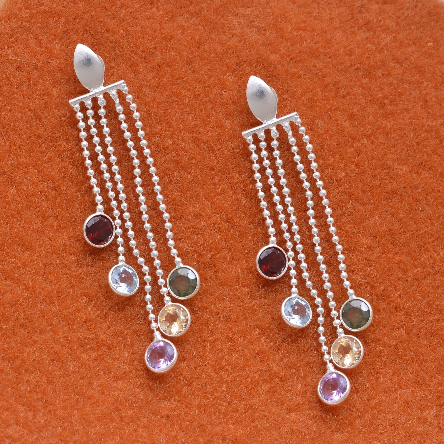 Natural Multi Tourmaline Dangling Earring