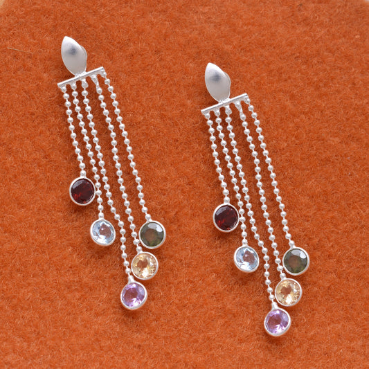 Natural Multi Tourmaline Dangling Earring