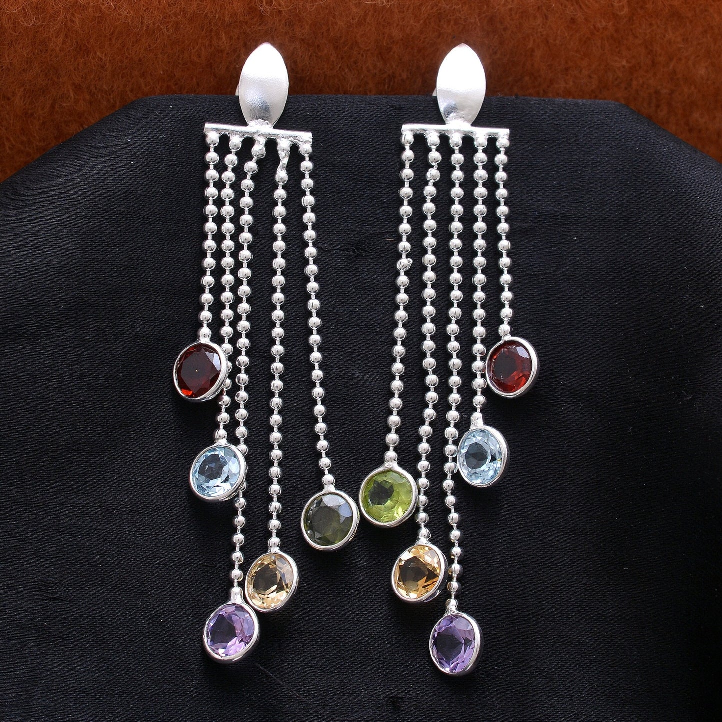 Natural Multi Tourmaline Dangling Earring