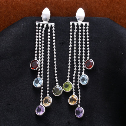 Natural Multi Tourmaline Dangling Earring