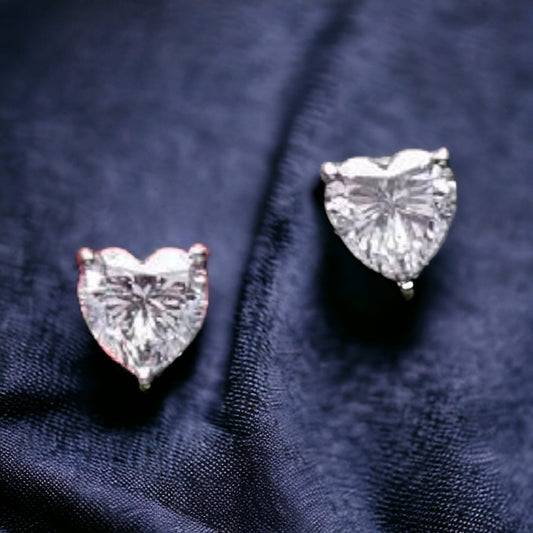 Moissanite Stud, 925 Silver, 100% GRA Certified Moissanite, Heart Moissanite Stud, Solitaire Stud Earring, Stud Gift for her,love stud