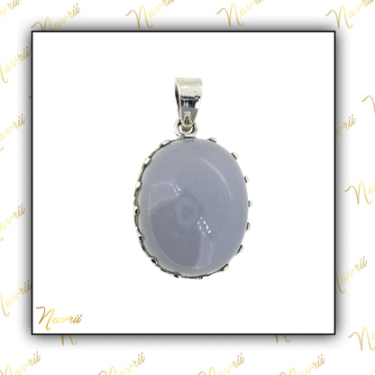 925 Sterling Silver Natural Chalcedony Gemstone Pendant