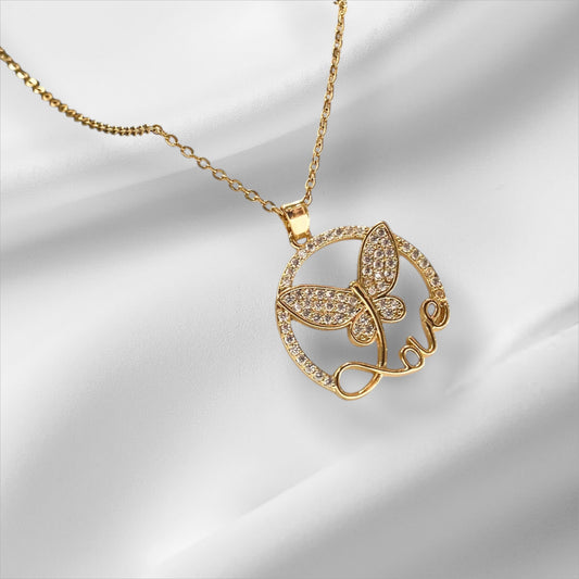 Gold Plated on 925 Sterling Silver Butterfly Pendant For Women - Love Pendant Necklace