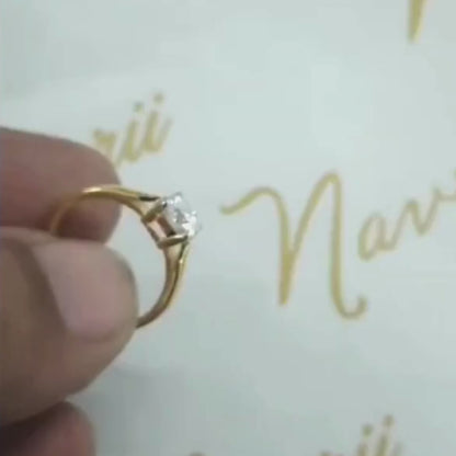 Moissanite Solitaire Engagement Ring – Classic Round Cut, 925 Sterling Silver, Gold Plated, Minimalist Wedding Ring, Dainty Promise Ring, Anniversary Gift for Her